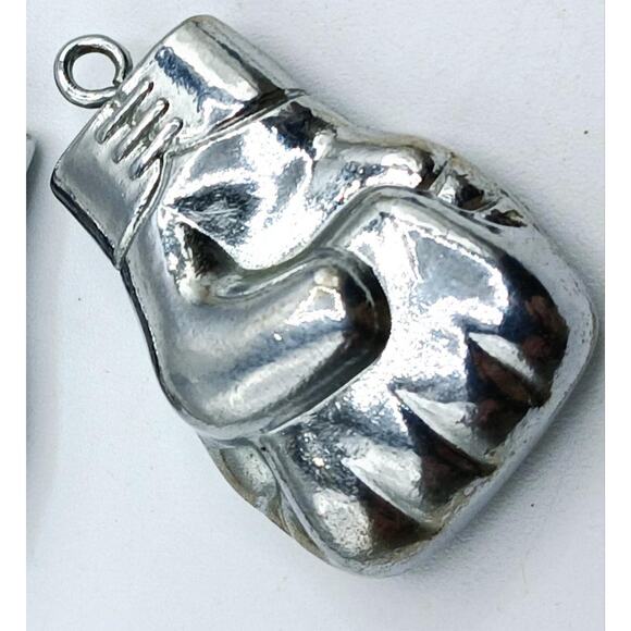 Pair of Silver Tone Boxing Glove Pendants - Picture 2 of 7